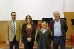 Menorca Mao / Gemma Andreu / IES Pasqual Calbó / Acto institucional celebracion centenario / 100 aniversario / Hector Pons alcalde, Susana Mora presidenta CIM, Ana Azazeta directora Pasqual Calbó y Martí March conseller Cultura Govern balear